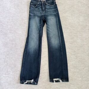 BKE Dark Blue Wide-Leg Jeans with Distressed Hem